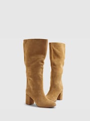 River Island Brown Block Heel High Leg Boots - Image 4 of 5