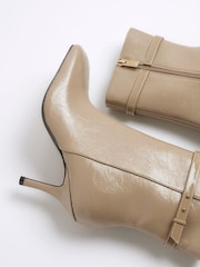 River Island Brown Square Toe Flared Heel Boots - Image 4 of 5
