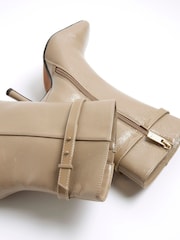 River Island Brown Square Toe Flared Heel Boots - Image 5 of 5