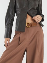 River Island Brown Easy Belted Wide Leg Trousers - Image 2 of 4