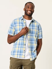 FatFace Bude Blue Short Sleeve Check Shirt - Image 1 of 6