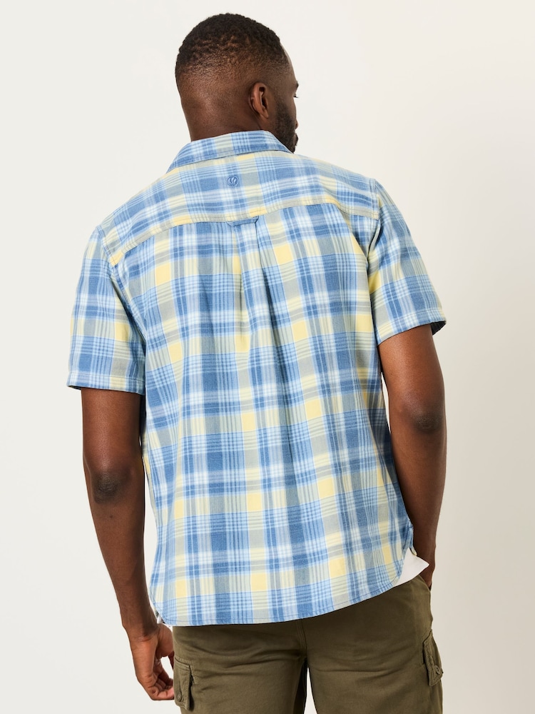 FatFace Bude Blue Short Sleeve Check Shirt - Image 2 of 6
