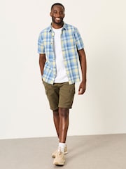 FatFace Bude Blue Short Sleeve Check Shirt - Image 3 of 6