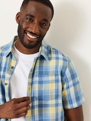 FatFace Bude Blue Short Sleeve Check Shirt - Image 4 of 6