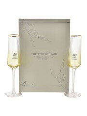 Widdop Set of 2 Clear Amore Flute Glasses 50th Anniversary - Image 1 of 3