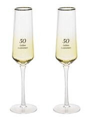 Widdop Set of 2 Clear Amore Flute Glasses 50th Anniversary - Image 2 of 3