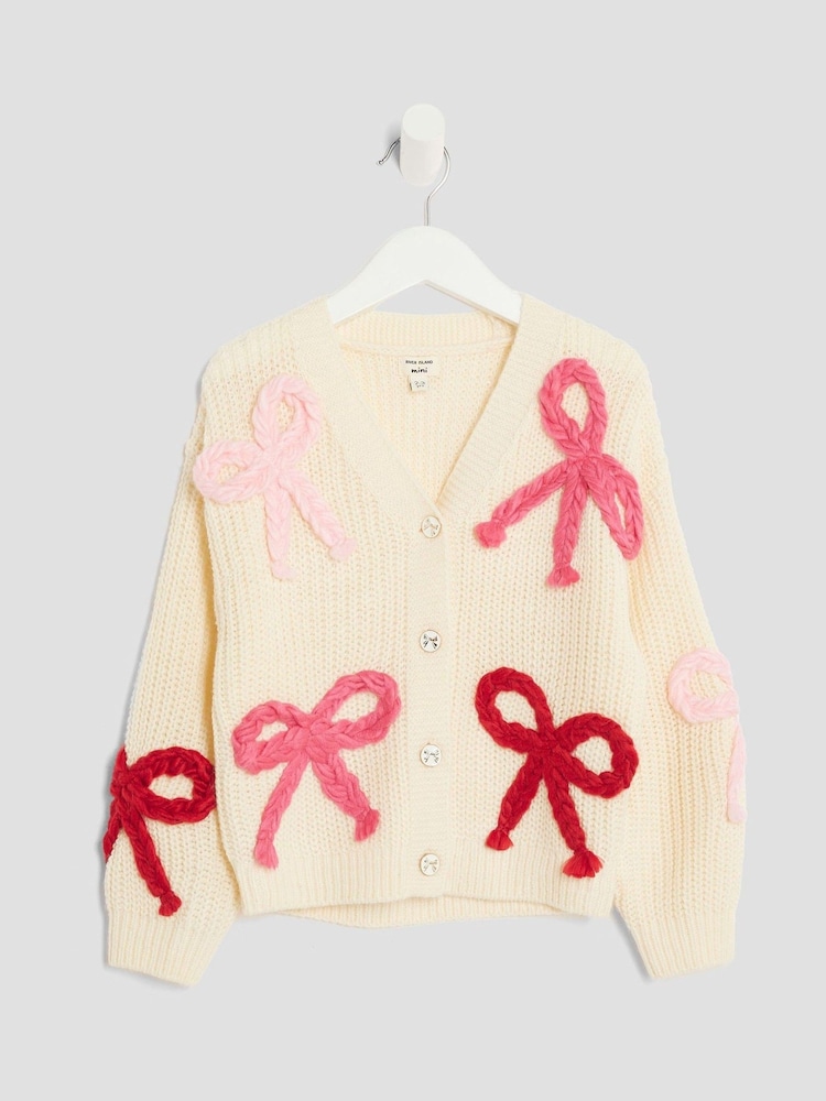 River Island Cream 3D Bow Cardigan - Image 1 of 4 River Island Cream 3D Bow Cardigan - Image 1 of 4