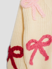 River Island Cream 3D Bow Cardigan - Image 3 of 4