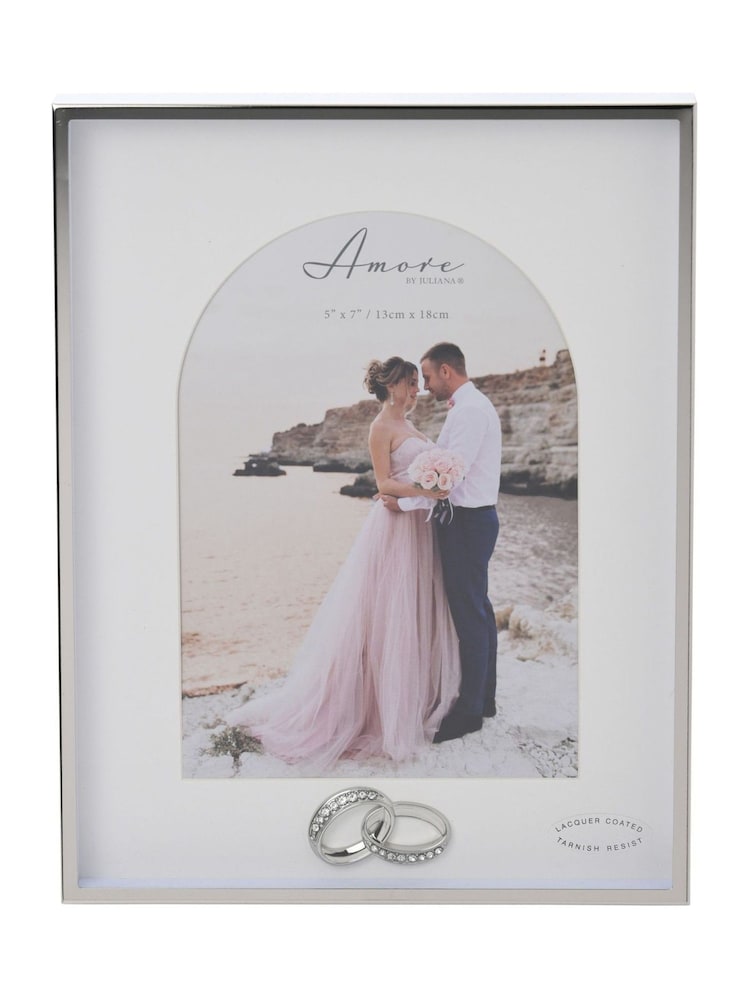 Widdop Silver Amore Box Arch Photo Frame With Rings 5 x 7 - Image 2 of 6