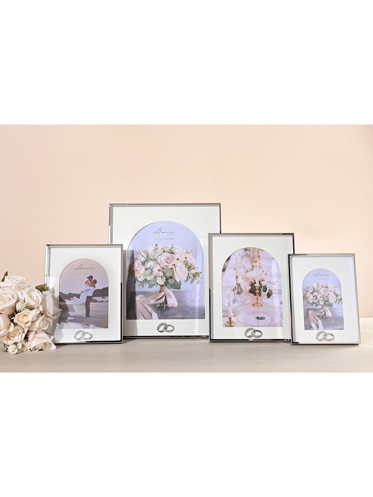 Widdop Silver Amore Box Arch Photo Frame With Rings 5 x 7 - Image 6 of 6