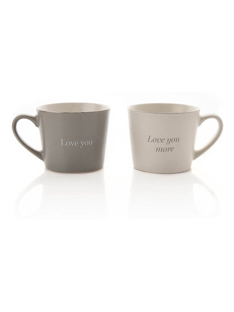 Widdop Set of 2 Grey Amore Love You & Love You More Mugs - Image 1 of 2