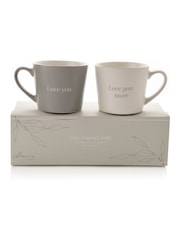 Widdop Set of 2 Grey Amore Love You & Love You More Mugs - Image 2 of 2