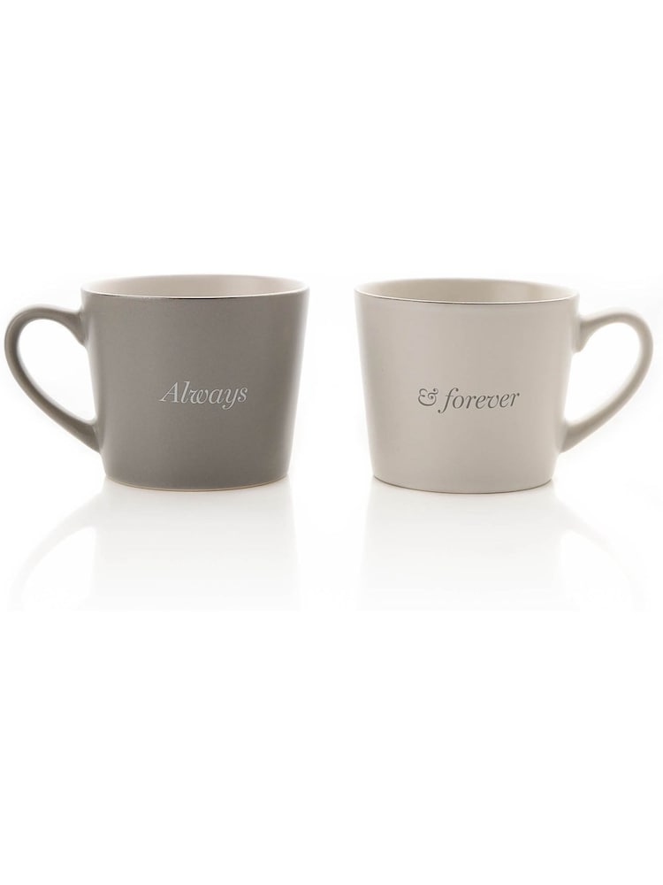 Widdop Set of 2 Grey Amore Always Forever Mugs - Image 1 of 2 Widdop Set of 2 Grey Amore Always Forever Mugs - Image 1 of 2