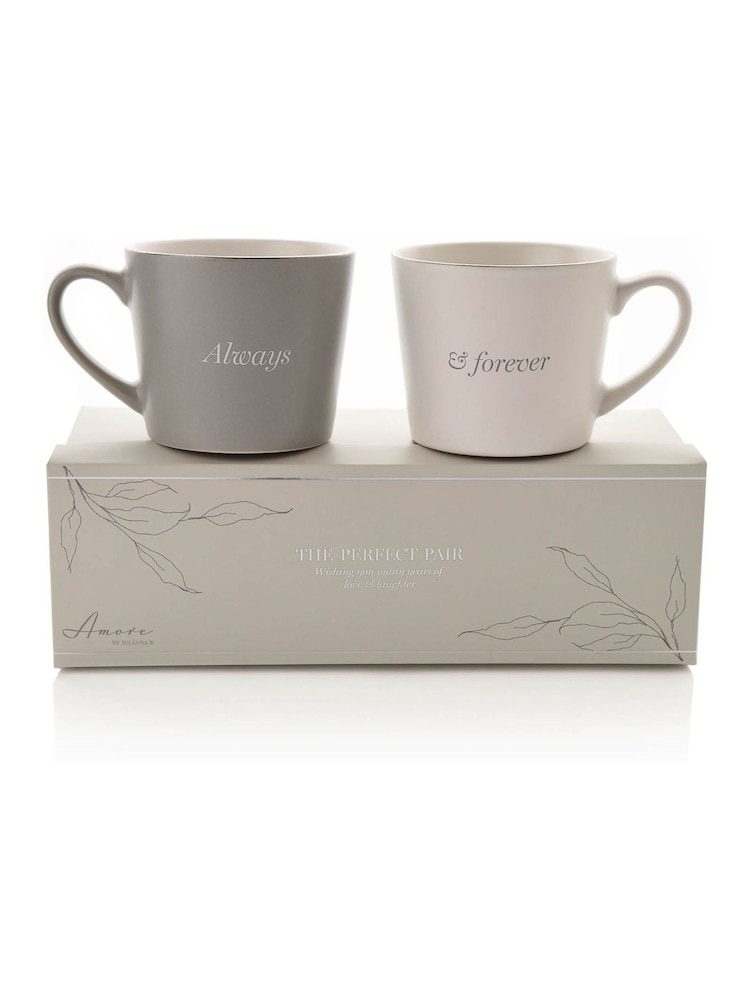 Widdop Set of 2 Grey Amore Always Forever Mugs - Image 2 of 2