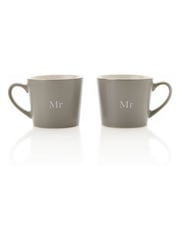 Widdop Set of 2 Grey Mr & Mr Amore Mugs - Image 1 of 2