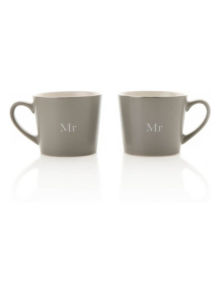 Widdop Set of 2 Grey Mr & Mr Amore Mugs - Image 1 of 2