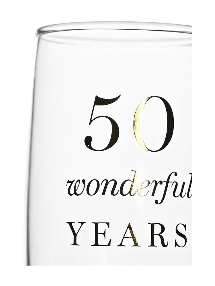 Widdop Set of 2 Clear Amore 50th Anniversary Champagne Flutes - Image 2 of 2