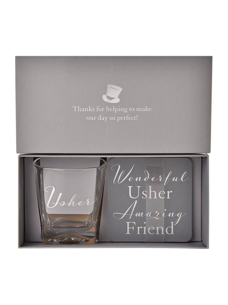 Widdop Clear Amore Whisky Usher Glass and Coaster Set - Image 1 of 4