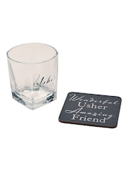 Widdop Clear Amore Whisky Usher Glass and Coaster Set - Image 2 of 4