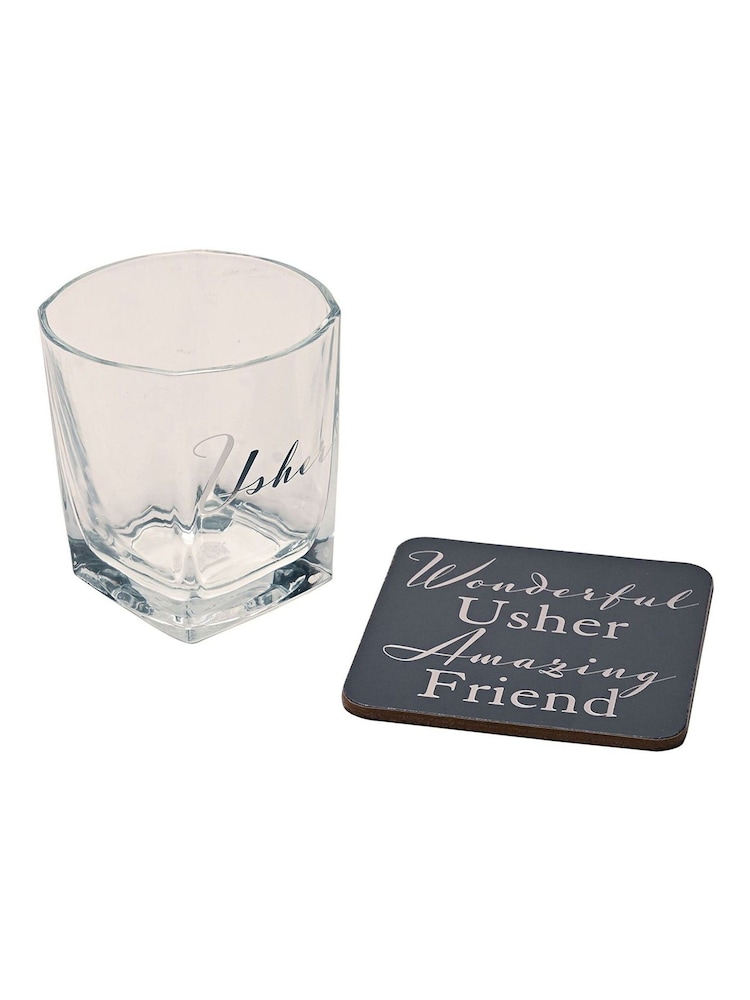 Widdop Clear Amore Whisky Usher Glass and Coaster Set - Image 2 of 4