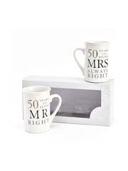 Widdop Ivory Amore 50 Years Of Mr Right Mrs Always Right Gift Set - Image 1 of 4