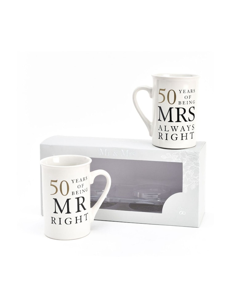 Widdop Ivory Amore 50 Years Of Mr Right Mrs Always Right Gift Set - Image 1 of 4