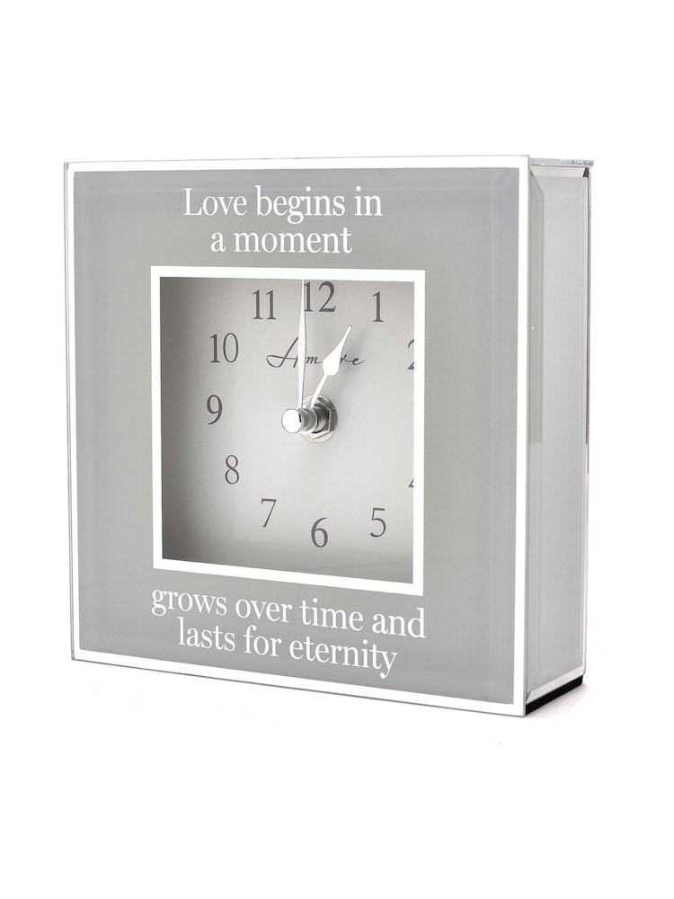 Widdop Grey Amore Mirror Eternity Border Clock - Image 1 of 2