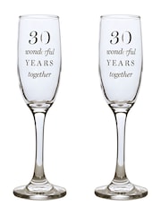 Widdop Set of 2 Clear 30th Anniversary Amore Champagne Flutes - Image 1 of 3