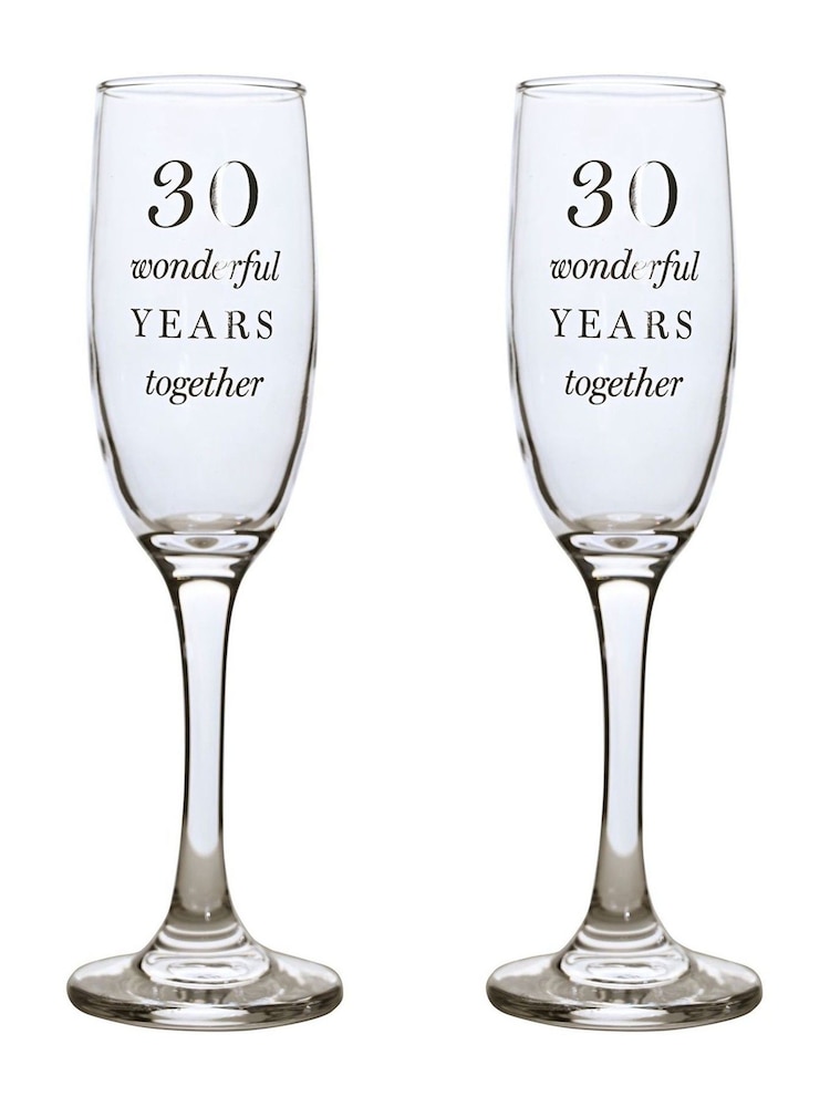 Widdop Set of 2 Clear 30th Anniversary Amore Champagne Flutes - Image 1 of 3 Widdop Set of 2 Clear 30th Anniversary Amore Champagne Flutes - Image 1 of 3