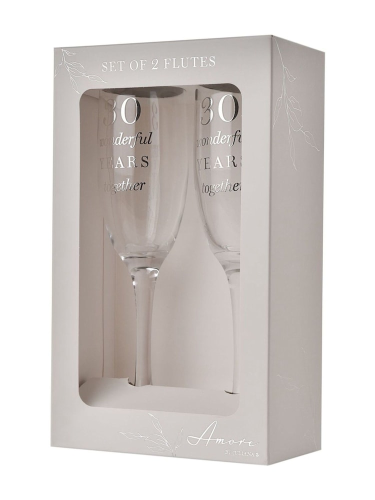 Widdop Set of 2 Clear 30th Anniversary Amore Champagne Flutes - Image 3 of 3 Widdop Set of 2 Clear 30th Anniversary Amore Champagne Flutes - Image 3 of 3