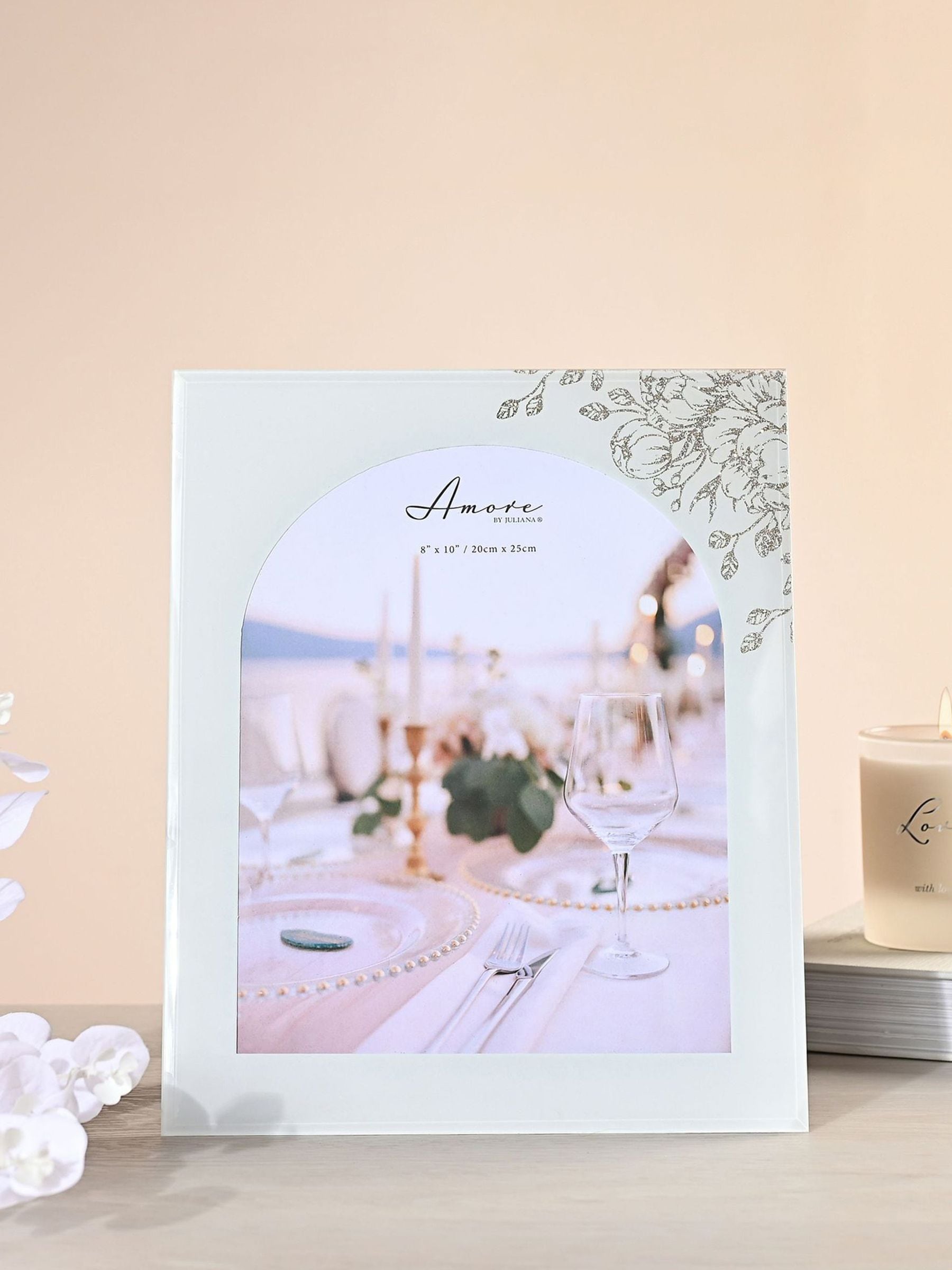 Amore By Juliana Unisex White Widdop Amore Floral Glass Arch Photo Frame 8 X 10