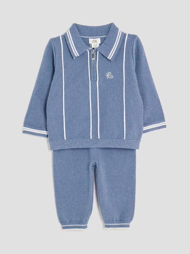River Island Blue Baby Polo Zip Set - Image 1 of 5