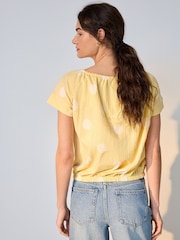 Butter Yellow Polka Dot Short Sleeve Bubblehem Scoop Neck T-Shirt - Image 5 of 8