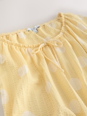 Butter Yellow Polka Dot Short Sleeve Bubblehem Scoop Neck T-Shirt - Image 7 of 8