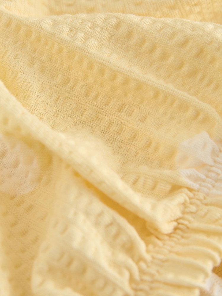 Butter Yellow Polka Dot Short Sleeve Bubblehem Scoop Neck T-Shirt - Image 8 of 8