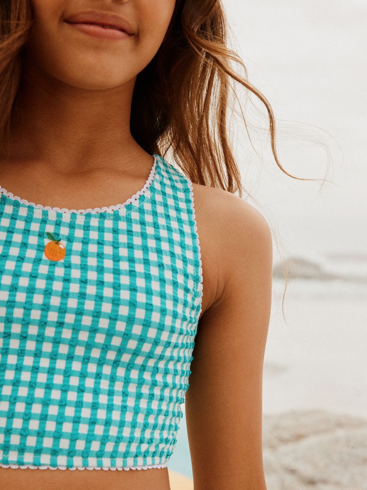 Green/White Gingham Short Bikini (3-16yrs) - Image 2 of 3