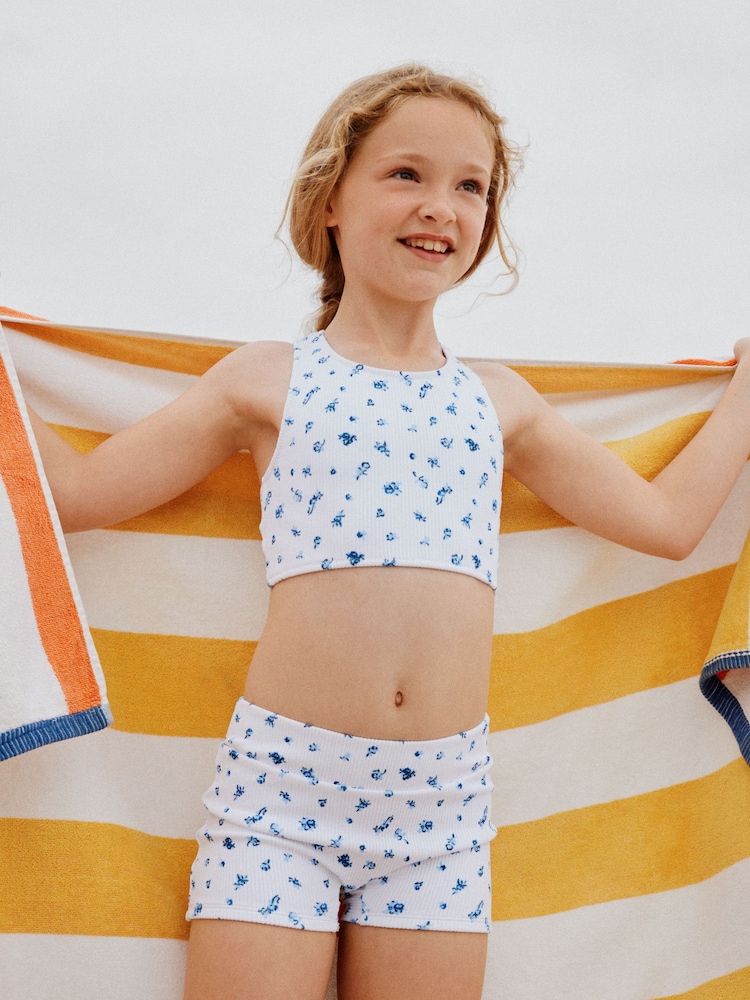 Estampado floral blanco y azul - Short Bikini (3-16yrs) - Imagen 1 de 3
