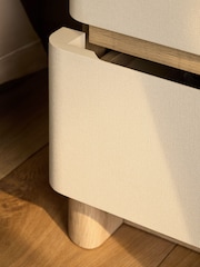 Light Natural Sierra Fabric and Oak Effect 2 Drawer Bedside Table - Image 4 of 7