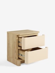Light Natural Sierra Fabric and Oak Effect 2 Drawer Bedside Table - Image 5 of 7