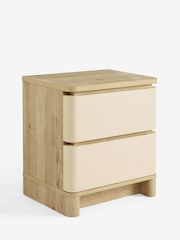 Light Natural Sierra Fabric and Oak Effect 2 Drawer Bedside Table - Image 6 of 7