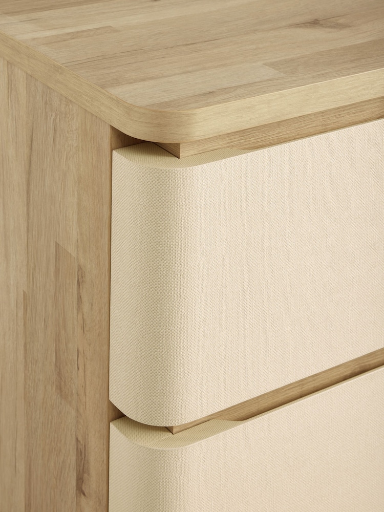 Light Natural Sierra Fabric and Oak Effect 2 Drawer Bedside Table - Image 7 of 7