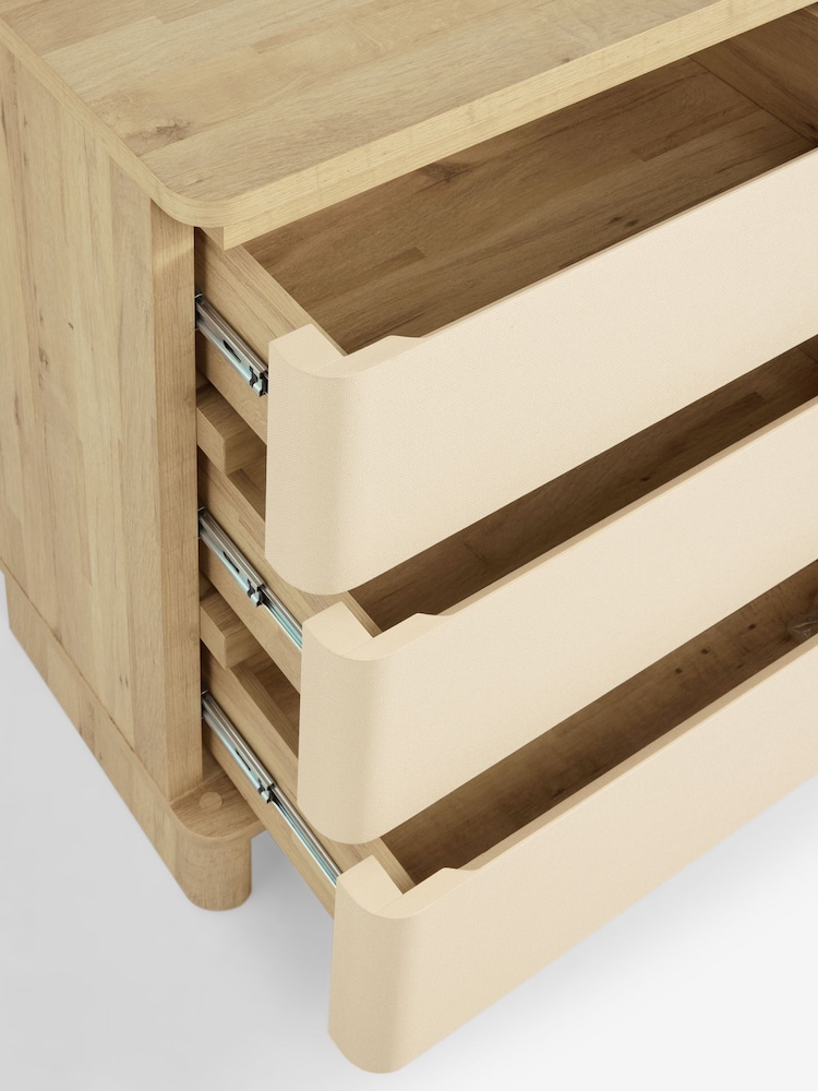 Light Natural Sierra Fabric and Oak Effect 6 Drawer Chest of Drawers - Image 10 of 10
