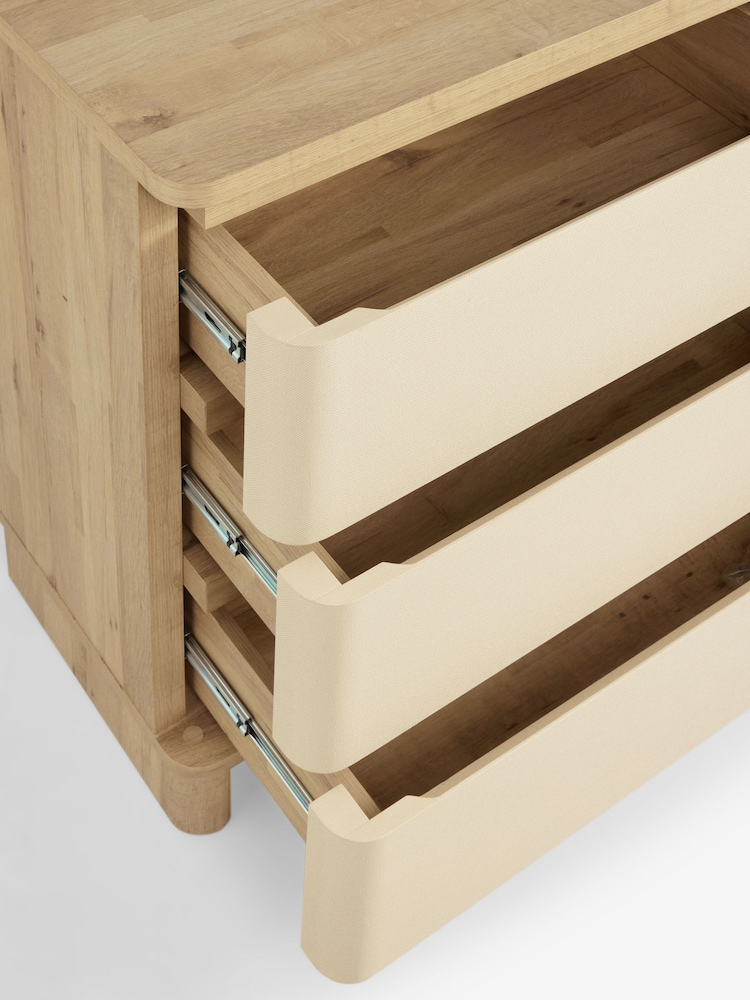 Light Natural Sierra Fabric and Oak Effect 6 Drawer Chest of Drawers - Image 11 of 11