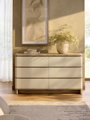Light Natural Sierra Fabric and Oak Effect 6 Drawer Chest of Drawers - Image 3 of 10