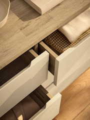 Light Natural Sierra Fabric and Oak Effect 6 Drawer Chest of Drawers - Image 4 of 10