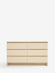 Light Natural Sierra Fabric and Oak Effect 6 Drawer Chest of Drawers - Image 7 of 10
