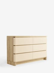 Light Natural Sierra Fabric and Oak Effect 6 Drawer Chest of Drawers - Image 9 of 10