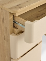 Light Natural Sierra Fabric and Oak Effect 6 Drawer Console Dressing Table - Image 10 of 10