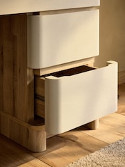 Light Natural Sierra Fabric and Oak Effect 6 Drawer Console Dressing Table - Image 5 of 9