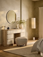 Light Natural Sierra Fabric and Oak Effect 6 Drawer Console Dressing Table - Image 6 of 9